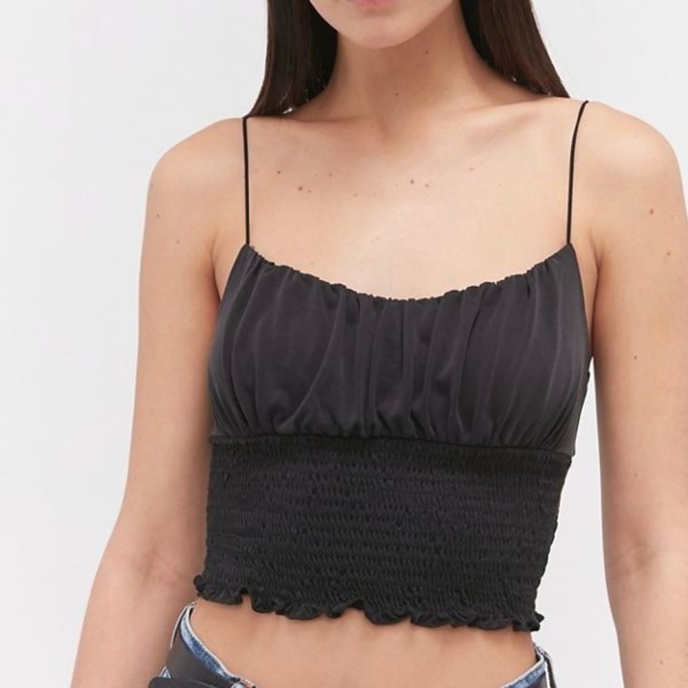 Urban Outfitters Emma Cupro Smocked Cami